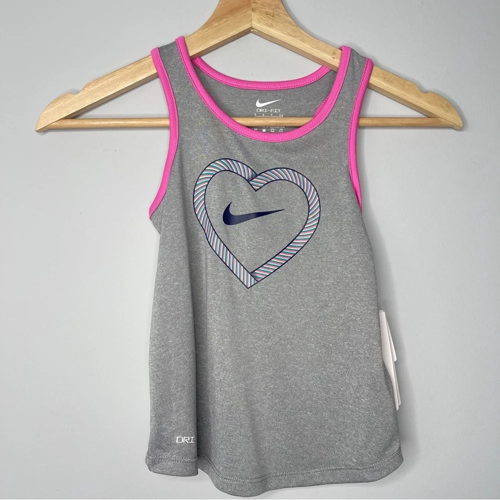 Girls new Nike gray pink‎ athletic tank top size small
